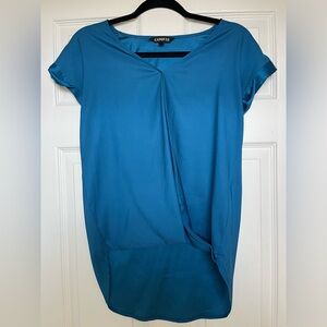Teal short sleeve satin material blouse
